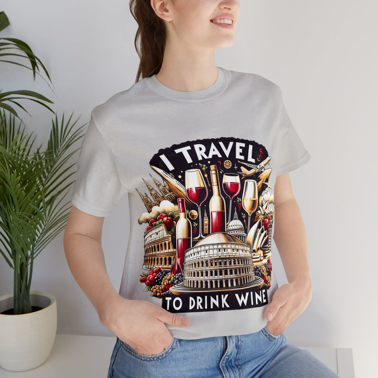 "I Travel to Drink Wine" full color T-shirt