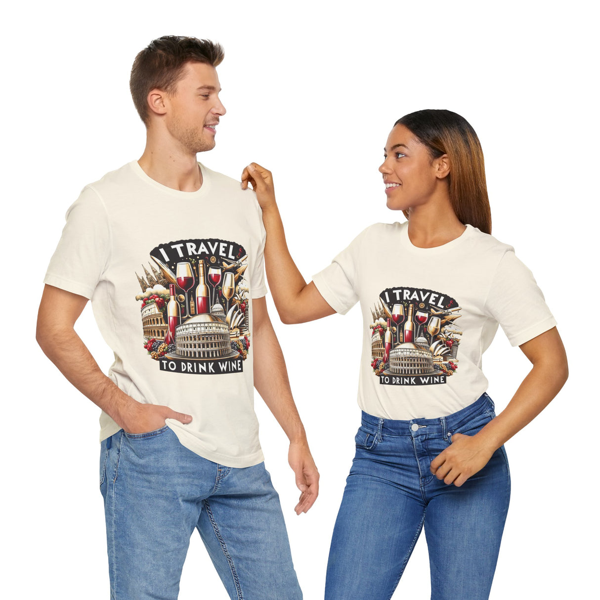 "I Travel to Drink Wine" full color T-shirt