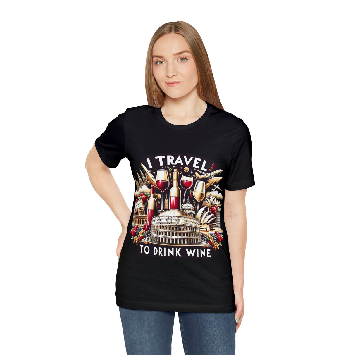 "I Travel to Drink Wine" full color T-shirt