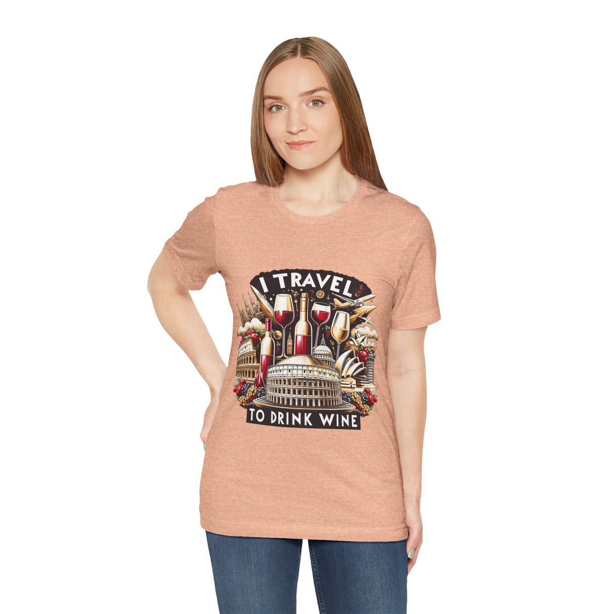 "I Travel to Drink Wine" full color T-shirt