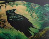 Raven Art Print, Framed Canvas Art, Black Bird, Crow Art