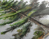 Pine Tree Watercolor Wall Art Canvas Print - Vibrant Colorful Nature Scene Artwork