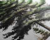 Pine Tree Watercolor Wall Art Canvas Print - Vibrant Colorful Nature Scene Artwork, lakehouse art