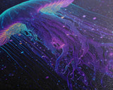 Bioluminescent Jellyfish against a Starry night sky, Cosmic Jelly Fish, Framed Canvas Print, synthwave style art