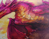 Watercolor painting of a dragon, framed canvas print