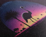 Emu Art | Framed Canvas Print | Synthwave Style Framed Wall Art | Animal Prints | Emu Walks Under A Full Moon | Kid's Room Decor