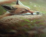 Cute Sleepy Fox Art, Animal Prints, Nature Art, Framed Canvas Print, Cute animal wall art, above sofa art
