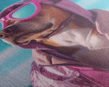 Pit Bull In Pink Hoodie Sunglasses Wall Print, Dog Décor, Dog Print, Dog Portrait, Framed Wall Art, Framed Canvas, Wall Print, Wall Canvas