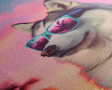 Siberian Husky In Pink Sunglasses Wall Print, Dog Art Print, Dog Portrait, Framed Wall Art, Framed Canvas, Wall Print, Wall Canvas