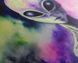 Psychedelic Intergalactic Alien Art, Watercolor Style, Framed Canvas Print, Scifi Wall Art