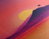 Outrun Style Desert Sunset, Framed Canvas Print, Retro Style 80s Vibe Wall Decor, Office Art, Game Room Decor, Living Room Gamer Art