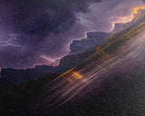 Full moon canvas print, Lightning storm over a mountain lake at night, cool wall art, awesome wall art
