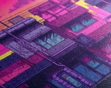 Neighborhood Wall Art - Framed Canvas Print - Original painting - Pop Art Style - Colorful painting - Synthwave Style - Pink colors