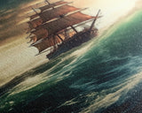 Haunted Pirate Ghost Ship On Rough Seas, Framed Canvas Print, Fantasy Wall Art, Wall Decor, Pirate Wal Art, Gift For Him, Kid's Room