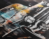 Vintage Car Wall Decor, Retro Car Wall Art, Garage Wall Art, Grunge Art, Panoramic Wall Decor, Canvas Print, Wall Art, Framed Canvas Art
