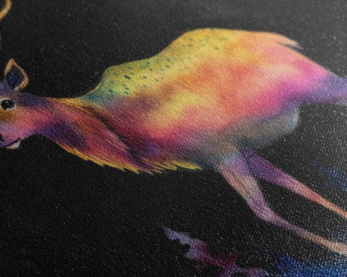 Abstract Stag Wall Art, Animal Art Print, Colorful Art, Watercolor Wall Art, Panoramic Wall Decor, Canvas Print, Wall Art, Framed Canvas Art