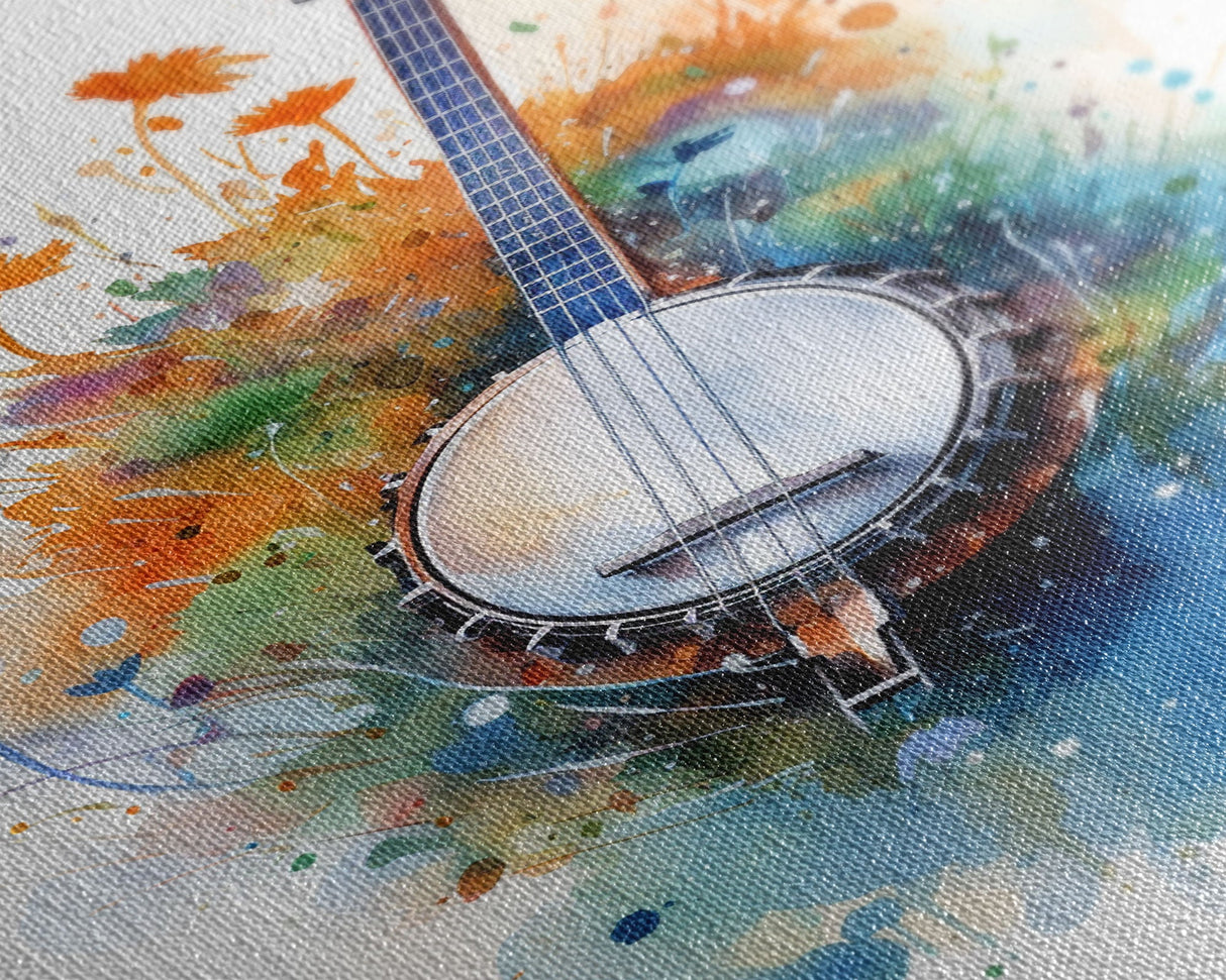 4 String Banjo Gift, Banjo Wall Art Canvas Print, Country Music Art, Guitar Art, Banjo Poster Print, Banjo Gifts, Musical Art