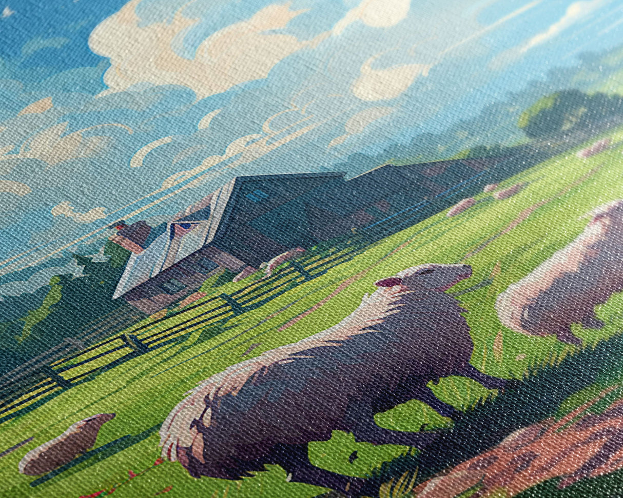 Sheep Wall Art, Animal Wall Art, Farm Print, Barn Decor, Canvas Print, Wall Art, Vertical Art, Farmhouse Wall Decor, Summer Wall Print