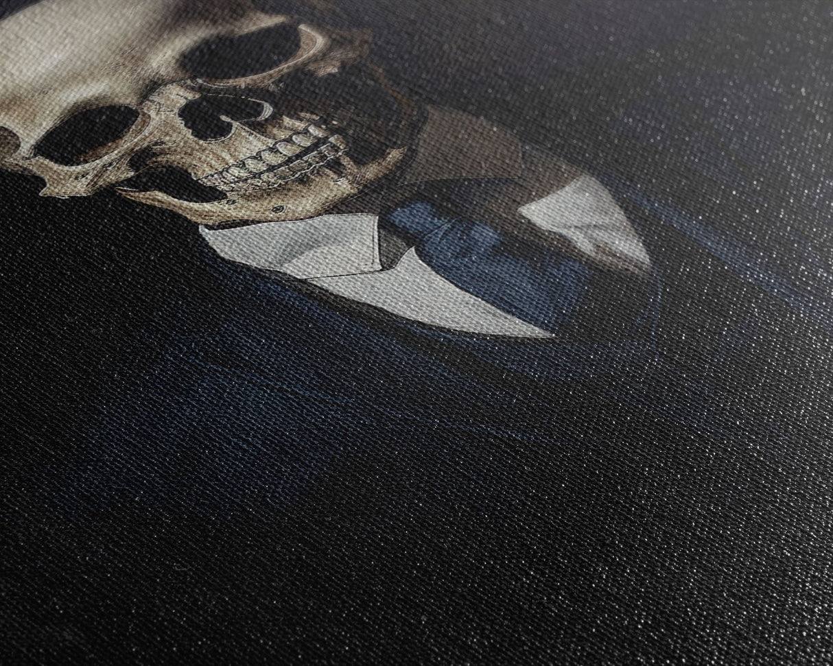 Gothic Victorian Skeleton Portrait, Framed Canvas Print, Halloween Art, Oil Painting, Halloween Canvas