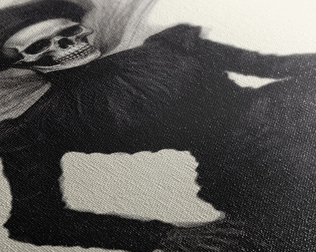 Halloween Skull Charcoal Sketch Canvas Print, Halloween Wall Art, Macabre Painting, Death Mask