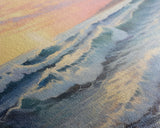 The Joy Of The Beach, Framed Canvas Print, Handmade Wall Art, Extra Large Minimalist Swimming Decor, Abstract Oil Painting, Panoramic Art