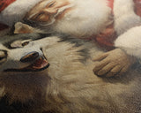 Santa Claus Holding An Alaskan Malamute,  Christmas Wall Art, Dog Gift, Christmas Dog, Winter Wall Art, Santa Decor, Santa Art Print