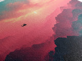 Fire Response - Blackhawk Helicopter Over The Mountains - Southern California - Framed Canvas Print, Synthwave Style Military Art