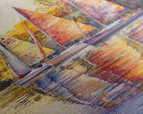 Colorful Sailboats Reflected On Water Framed Canvas Print Fall Nautical Wall Art Coastal Decor Best Gift Idea Holiday Wall Art