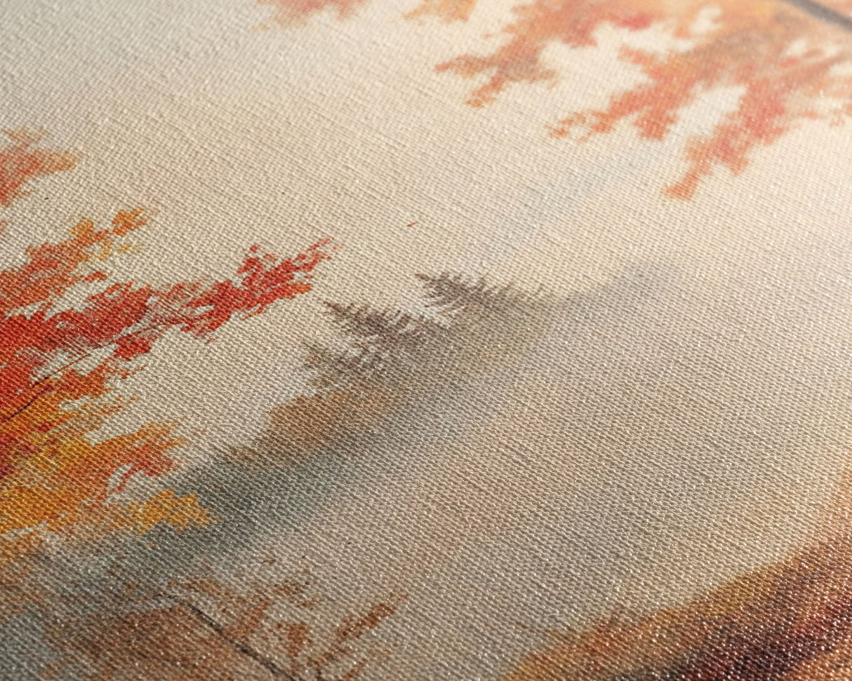Canvas Print of Serene Autumn Path with Misty Background, Fall Wall Art, Seasonal Decor, Gift Idea, Modern Farmhouse, Autumn Landscape