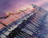Snow-Covered Pier at Dusk with Christmas Lights, Framed Canvas Print, Coastal Holiday Decor, Winter Wonderland, Nautical Christmas Wall Art