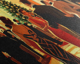 Vintage Christmas Shopping Framed Canvas Print, Retro Holiday Decor, Christmas Tree Scene Art, Vintage Christmas Home Decor, Best Gift Idea