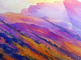 Purple Mountain Painting Framed Print, Canvas Art, Panoramic Extra Wide Wall Art