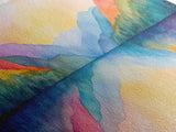 Abstract Watercolor Painting Landscape, Canvas Print, Rainbow Landscape Painting, Nursery Decor, Above Sofa Art