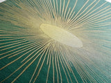 Eclectic Art Deco Sunburst Framed Canvas Print, Boho Style Wall Art, Emerald Green and Gold Extra Wide Art