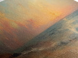 Ocean Waves Crash Into a Hidden Beach at Sunset, Framed Canvas Print, Panoramic Boho Seascape Painting