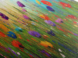 Purple Flowers, Panoramic Floral Print, Framed Canvas Art, Wildflowers Painting Spring Flower Watercolor Art Print, Field of Wildflowers
