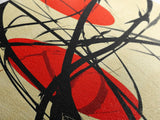Sun Streaks - 3 Red Suns with Black Streams, Framed Canvas Print, MCM Style Geometric Abstract Wall Art