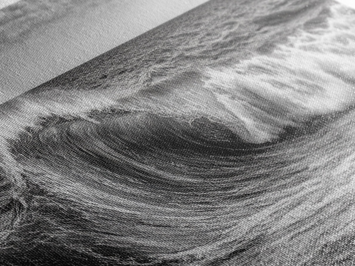 Subdued Black and White Ocean Photography Style Print, Panoramic Wall Art, Wood Framed Canvas Art, Seascapes, Nautical Decor