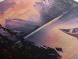 Sunset Over The Mountains, Subdued Landscape Painting, Calm and Serene Landscape Art, Oil Painting Print, Lake House Wall Art