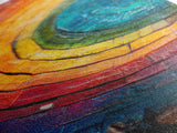 Rainbow Tree Rings, Retro Style Canvas Print, Colorful Rustic Wall Art For Living Room