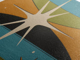 Atomic Age 1950s Style Retro Starburst, Pastel Colors, Canvas Print, MCM Wall Art Home Decor
