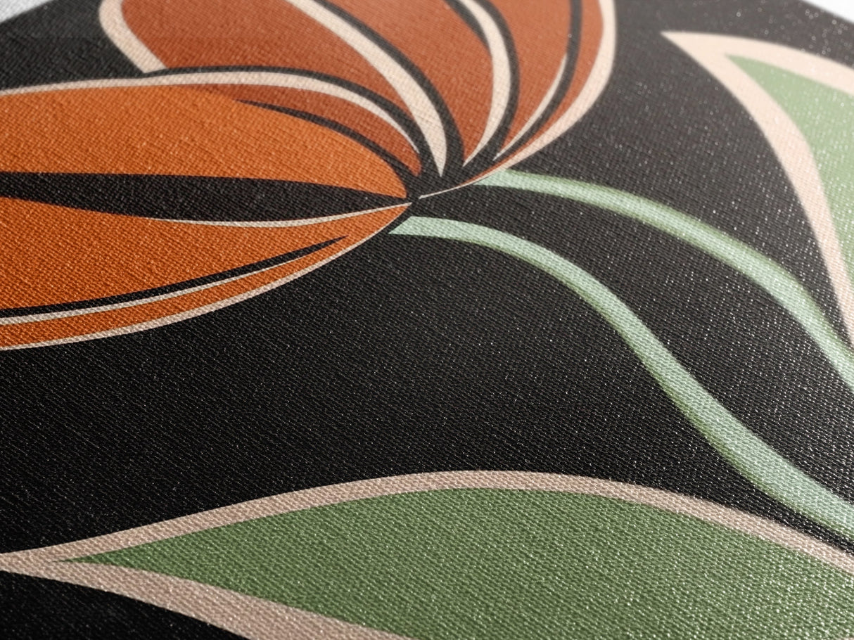 Orange Tulip  with Black Background, Framed Canvas Print, Cute Floral Print, Botanical Minimalist Home Decor