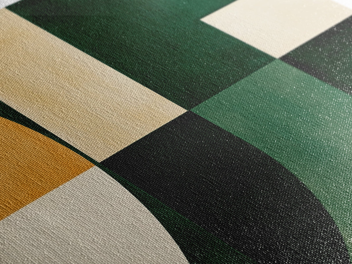 Geometric Patterns Mid-Century Modern Abstract Wall Art Canvas Print, Beautiful Emerald Green Wall Art
