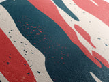 Simplistic Mid Century Modern Art Camo Pattern Canvas Print, Camouflage Wall Art Print, Navy Blue and Red Abstract Wall Art