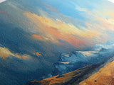 Panoramic Mountain Landscape Painting Print, Oil Painting Of Wyoming Mountains, Antique Style Art Print, Walnut Frame Art