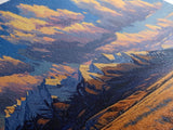 Sunset Over The Mountains Framed Canvas Print, Panoramic Art, Large Format Horizontal Panoramic Wall Art