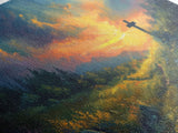 Painting Of a Cross in A Beautiful Landscape Christian Wall Art Framed Canvas Print
