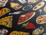 Cute Funky Kitchen Art, Kawaii Wall Art, Kawaii Decor, Restaurant Decor, Kitchen Painting, Dining Room Wall Art, Pizza, Hot Dogs Etc