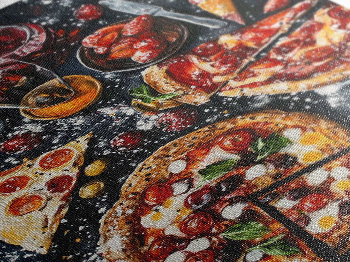 Italian Restaurant Wall Art, Retaurant Decor, Pizza Painting Canvas Print, Kitchen Wall Art, Kitchen Painting, Dining Room Decor