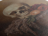 Dark Macabre Wall Art, Framed Canvas Print, Still Life Of a Skull and Roses, Dark Academia Decor, Halloween Art, Halloween Painting, Goth Art